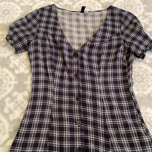Navy plaid dress with buttons